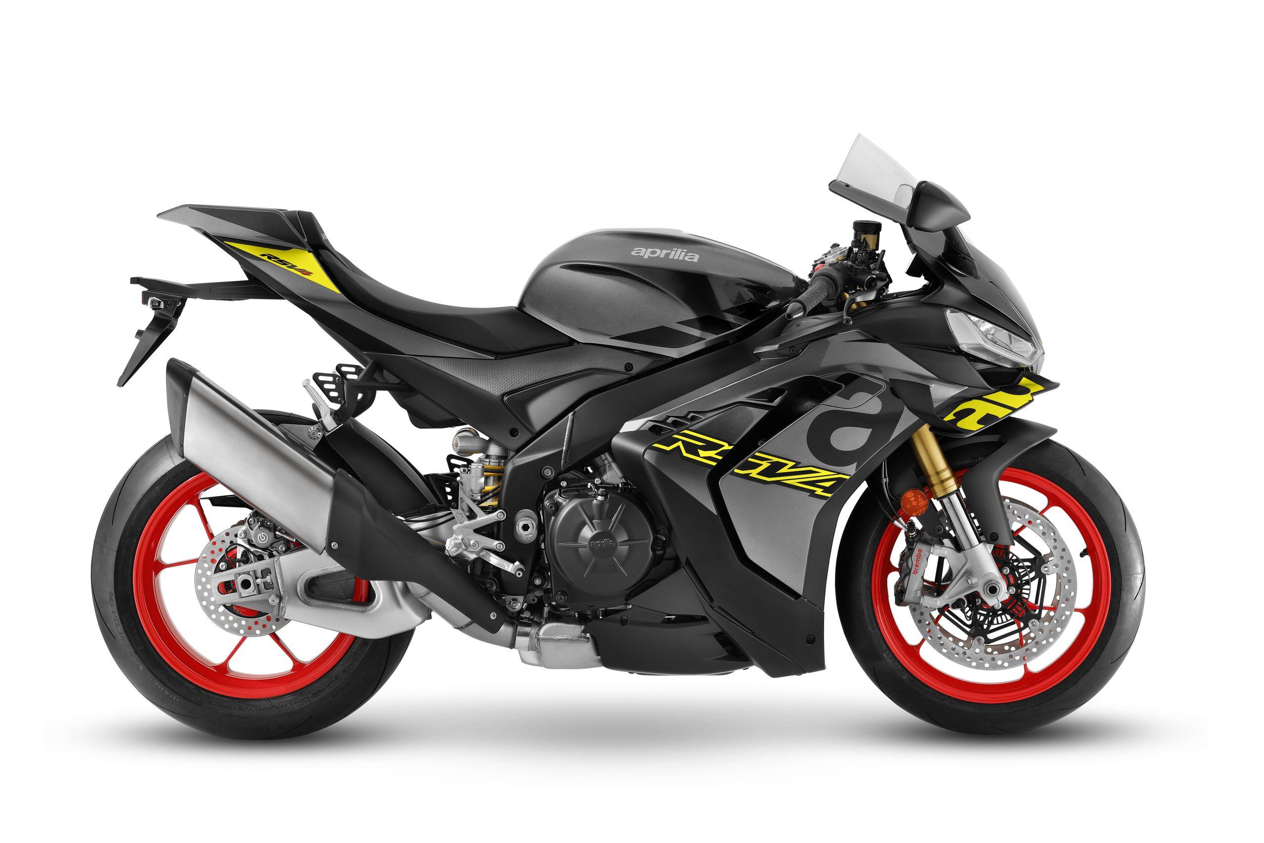 Motorrad Merkel München Aprilia_RSV4_Poison-Yellow von der Seite